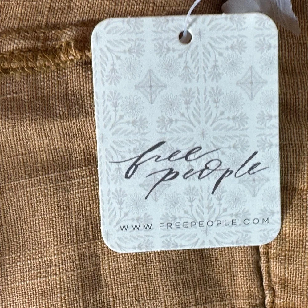 Free People Johanna NWT Brpown Sugar Linen Skort‎ Sz 10